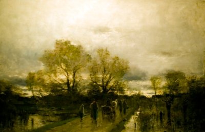 Marshy Landscape Muddy Road by Laszlo Mednyanszky